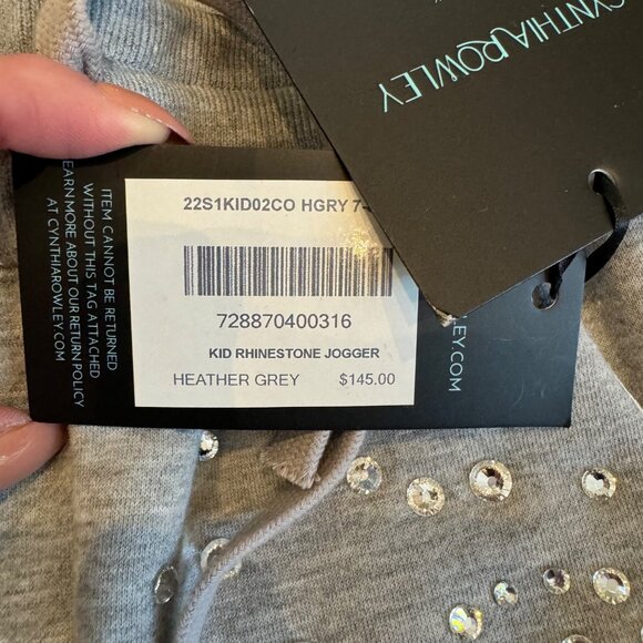 Cynthia Rowley Kid Rhinestone Jogger & Sweatshirt Set Heather Grey 7-8 - Picture 6 of 11